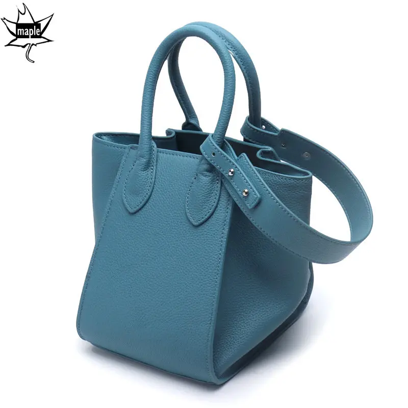 

Chic Brand Design Trapeze Bucket Tote Bag Large Soft Togo Cow Leather Women Handbag Orange High Quality Female Shoulder Bag