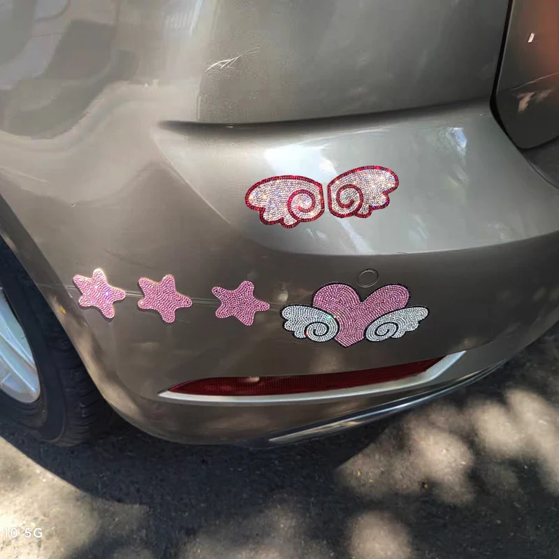 Bling Diamond Love Wings Car Stickers for Rear Window Cover Scratches on Auto Bumper Body Refrigerator Helmet Blossom Decal