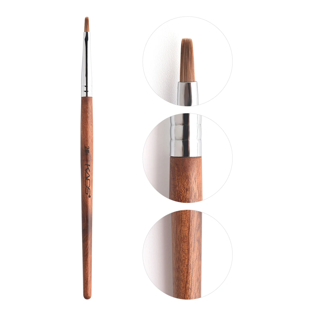 Kolinsky الاكريليك مسمار فرشاة فنية مقبض الخشب مسمار الفن المنك فرشاة جل منشئ أدوات الأظافر فرشاة مانيكير أدوات الرسم حجم 2-4