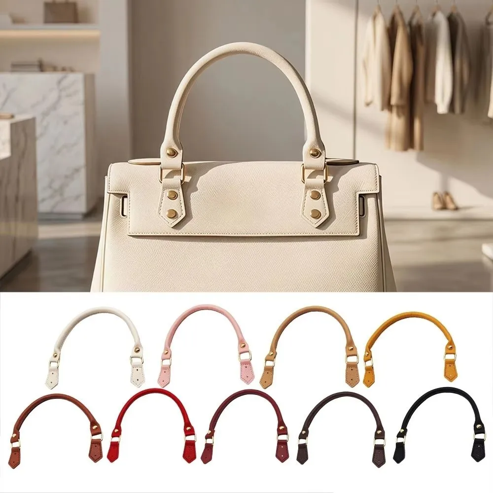 1pair Soft DIY Leather Handle Gold Snap Rivet Design Replacement Bag Strap DIY Craft Handbag Detachable Bag Top Handle Bag