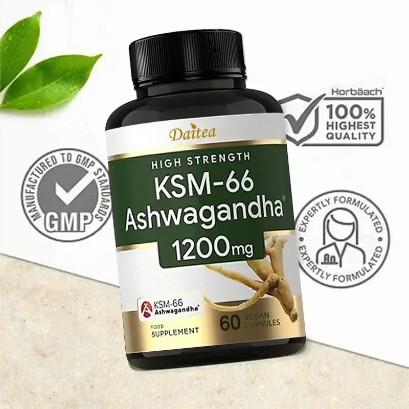 Ashwagandha Extract Capsules - Natural Energy Supplement Promotes Nerve Health Regulates Cortisol and Helps Relieve Anxiety