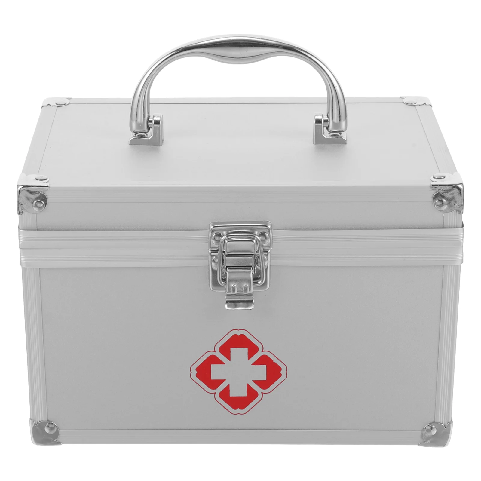 Medicine Box Case with Handle Emergency Medical First Aid Organizer Sturdy Kit Metal Household Aluminum Alloy