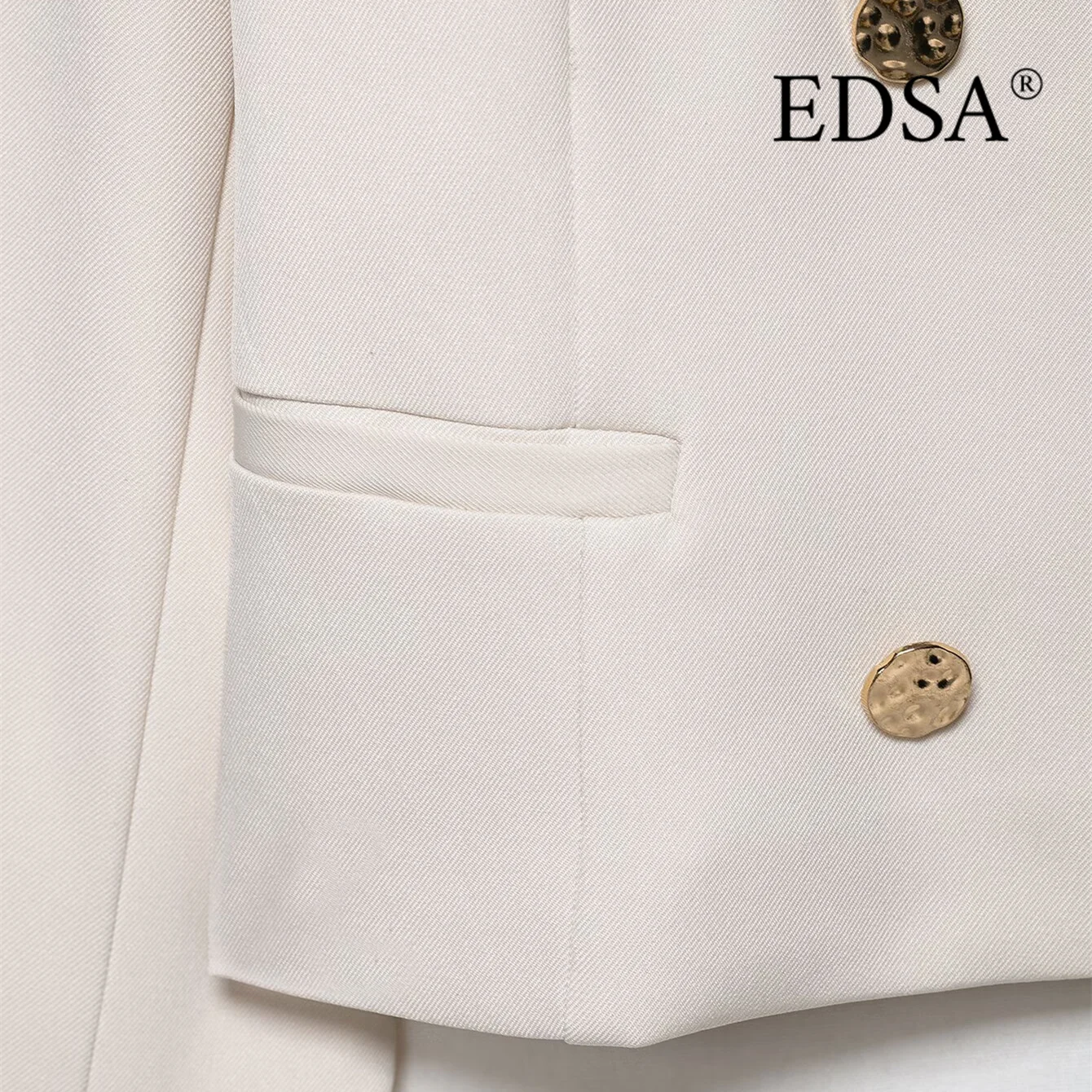 سترة نسائية EDSA مقصوصة مزدوجة الصدر ورقبة دائرية وأكمام طويلة لملابس خارجية معطف قصير للسيدات للمكتب #6