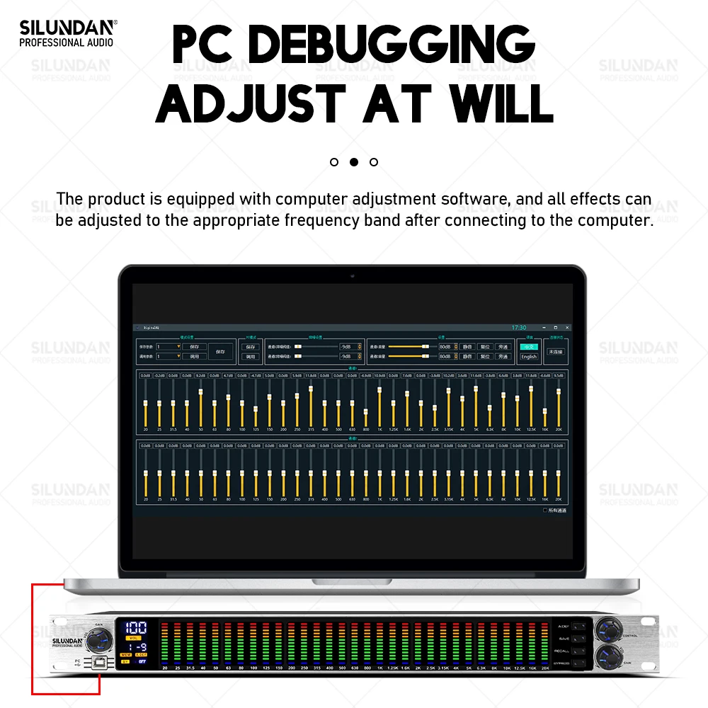 Graphic Equalizer 31 Band Balanced Effect Controller DJ Digital Mixer Processor DSP Audio Feedback Eliminator Stage Karaoke KTV
