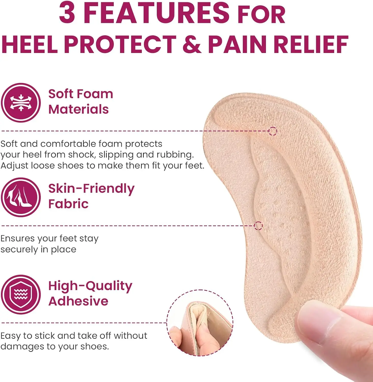 وسادة نعل للكعب للأحذية الكبيرة جدًا، واقي كعب ذاتي اللصق، إدراج تحسين مناسب الحذاء والراحة، يمنع انزلاق الكعب #1