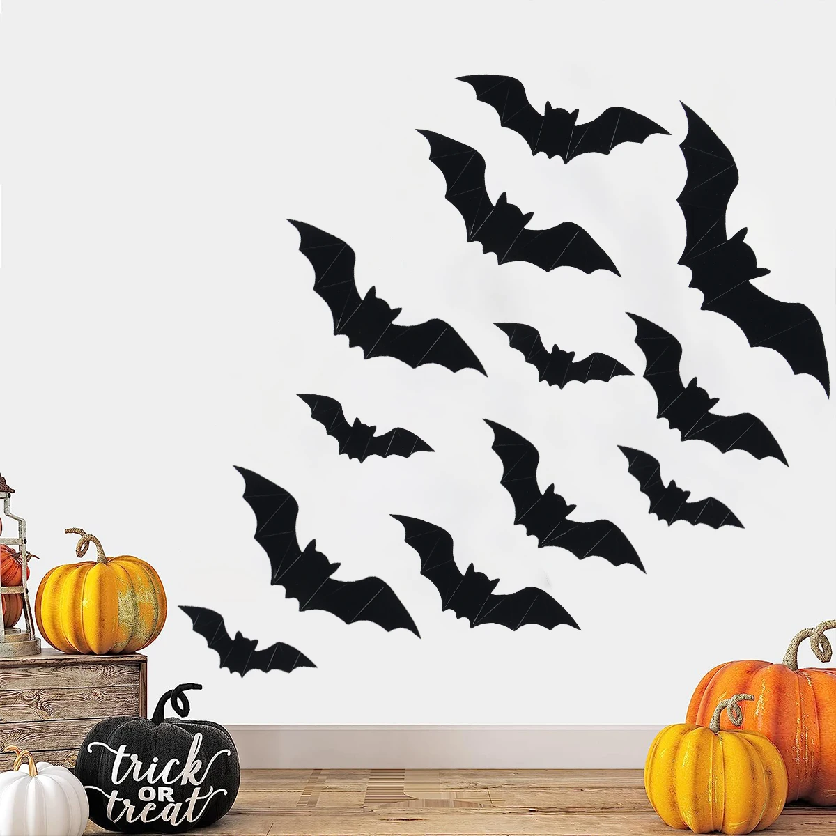 16Pcs Halloween Bats Wall Stickers Decorations For Home Indoor Outdoor 3D Scary Bats Halloween Party Window Decal Stickers