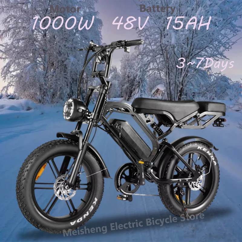 Newly V20Pro electric bicycle 1000W 48V 15AH ebike , 20 inch electric fat tire electric city mountain bike