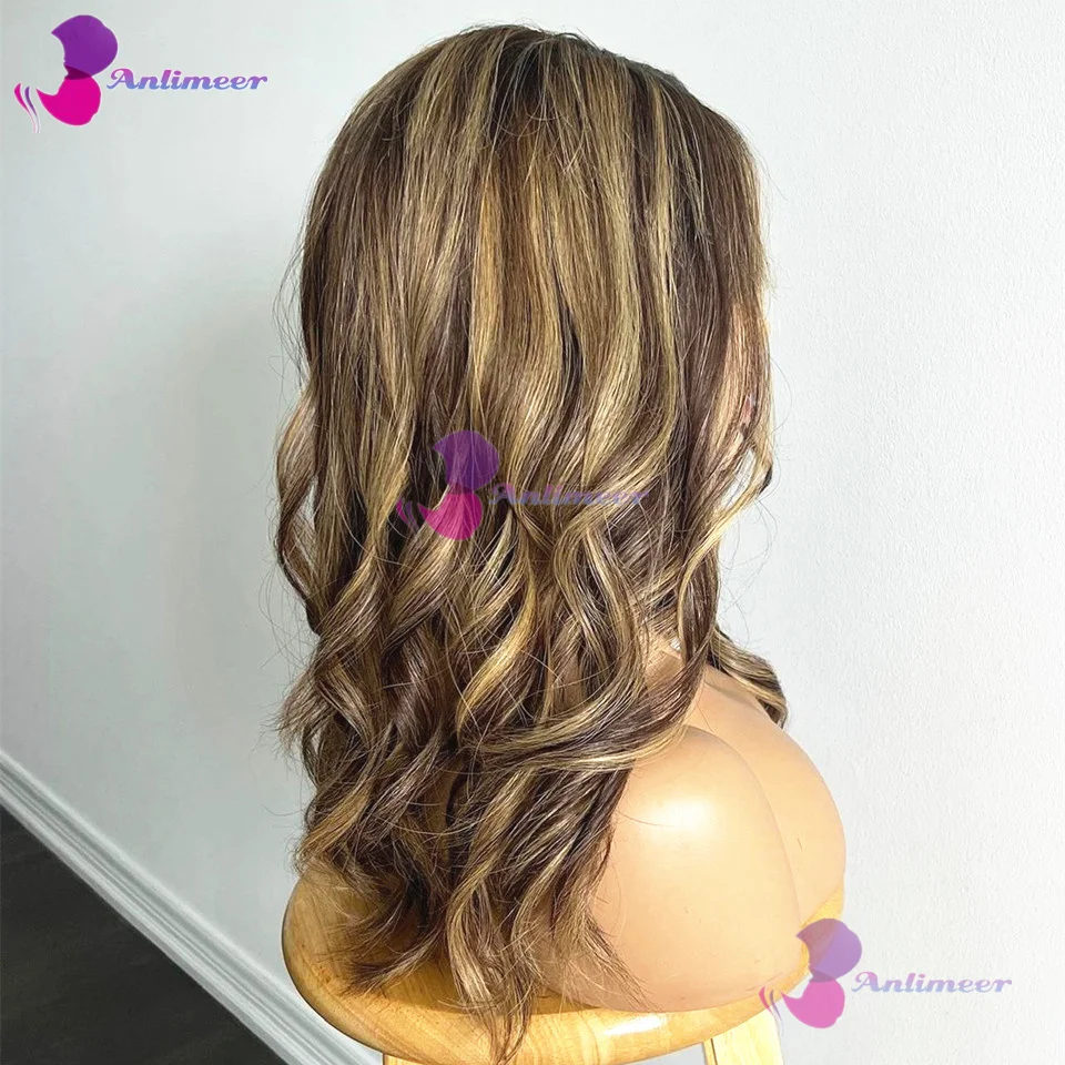 Highlight Ombre 13X4 Hd Transparant Lace Front Pruik Golvend Menselijk Haar Pruiken Honingblonde Gekleurde Bruine Wortels Sluiting Pruiken Voor Vrouwen