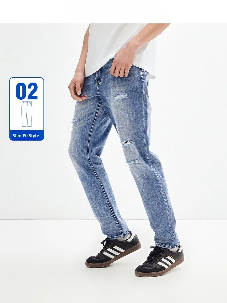 

Peacebird Men's Casual Denim Jeans mid Waist Long Trousers Faion Urban American Retro Blue Men's Trendy Long Pants