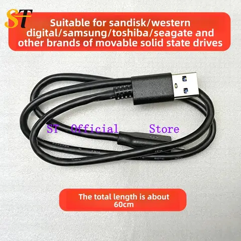 New for Samsung,sandisk  T5 T7 T9 SSD Data Cable - Type-C to C/USB-A USB 3.2 Gen2 10Gbps Original Replacement Cable 50cm/60cm