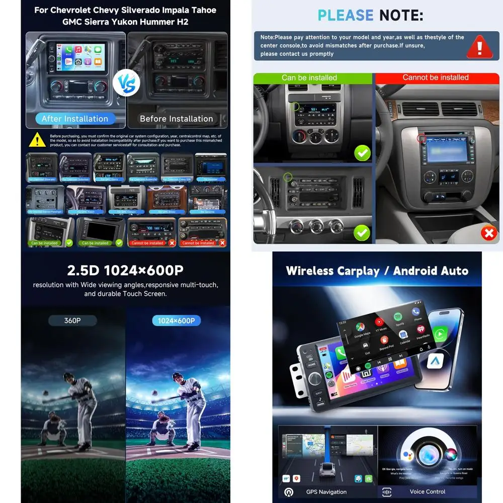 

Car Stereo for Chevrolet Chevy Silverado Impala Tahoe GMC Sierra Yukon Hummer 2+64G Car Radio WiFi Wireless Carplay Android Auto