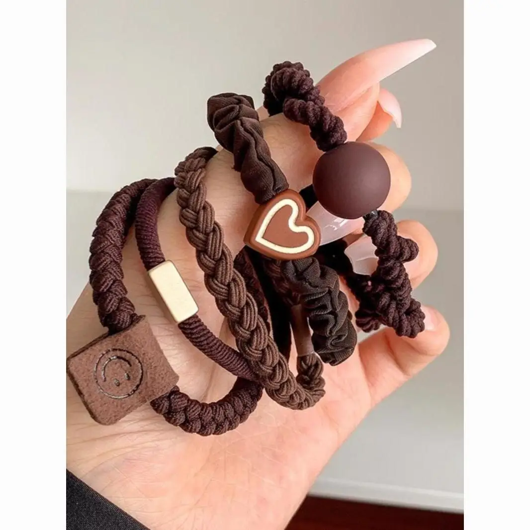 5 قطع من أربطة المرنة الراقية ذات الطراز الجديد مع مظهر بسيط وأنيق ومشابك شعر متينة للغاية وربطات شعر #2