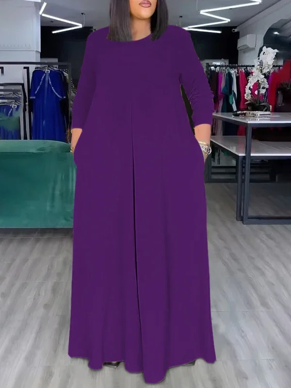 Modigirl 2025 Summer Fashion Afican Tute larghe di colore solido per le donne con tasche Girocollo Pantaloni a gamba larga Tuta femminile
