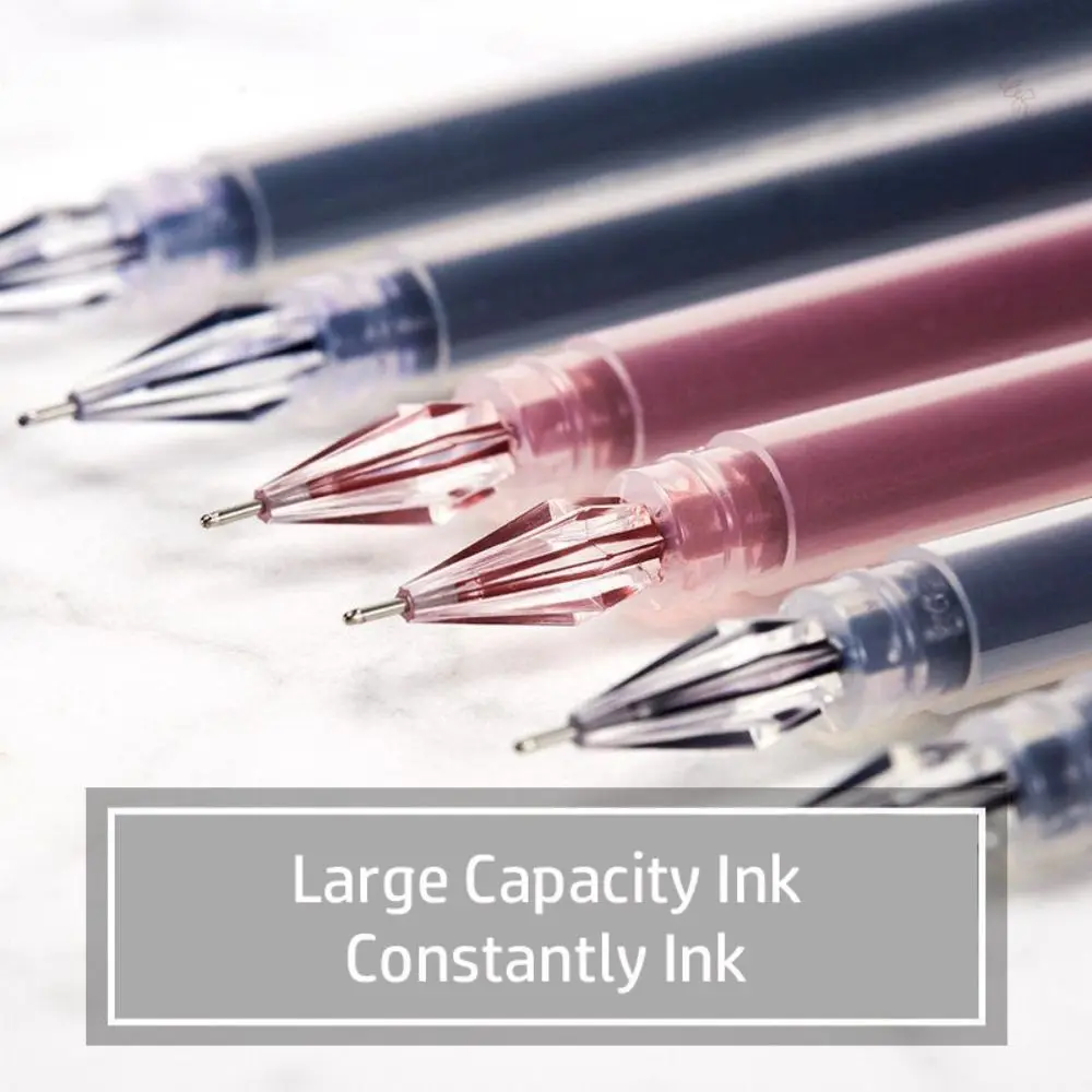 10PCS/Set Simple Quick-drying Gel Pen Black/Blue/Red Ink Press Type Ballpoint Pen 0.38mm Diamond Tip Neutral Pen Stationery