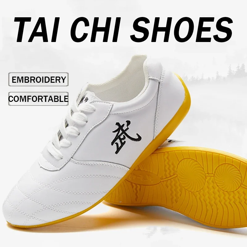 

Leather Taichi Shoes Unisex Size 34-47 Chinese Kung Fu Sport Sneakers Non-slip Women Fitness Training Shoes