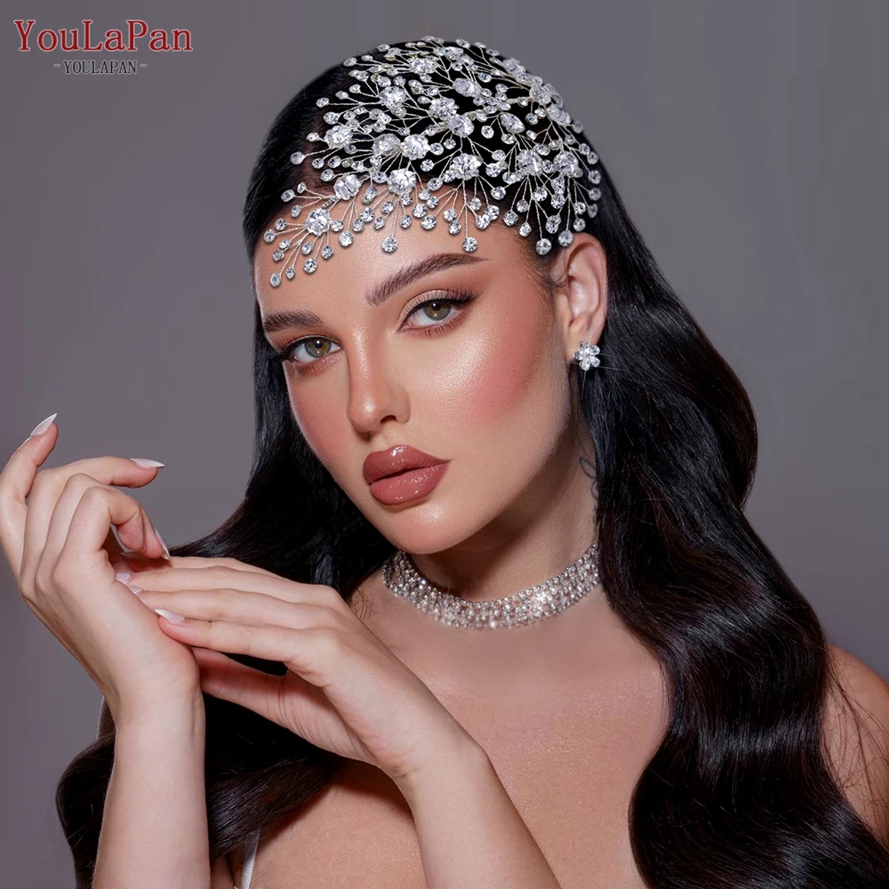 

YouLaPan Silver Color Alloy Flower Wedding Headpiece Rhinestone Bridal Hair Accessories Headband Handmade Hair Comb HP561