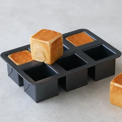 6 Cavity Mini Square Shape Toast Carbon Steel Cake Pan Pound Cake Pastry Madeleine Muffin Dessert Chocolate Baking Accessories