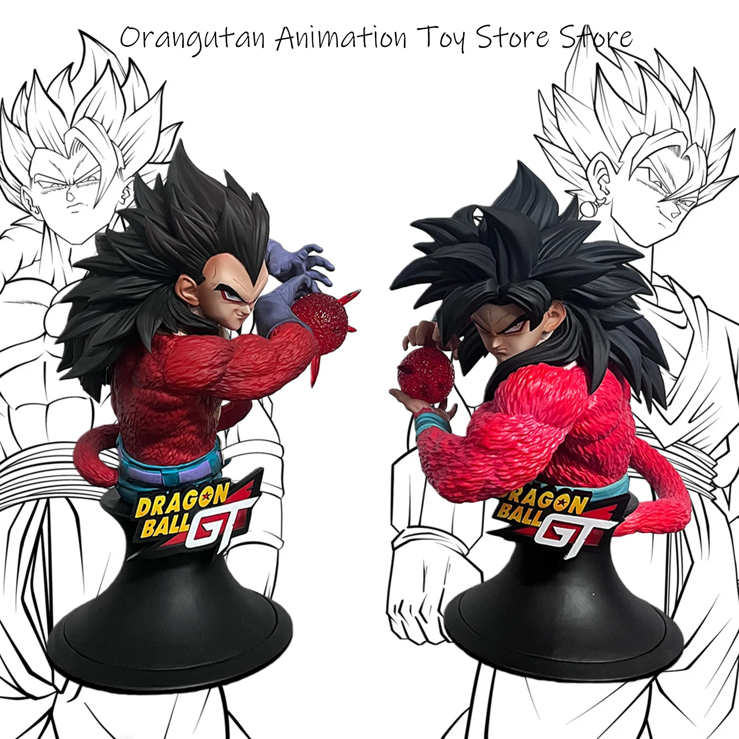 

24CM VF Studio Dragon Ball GT Anime Figure Super Saiyan 4 Son Goku & Vegeta Bust PVC Statue Model Collectible Gift Toy
