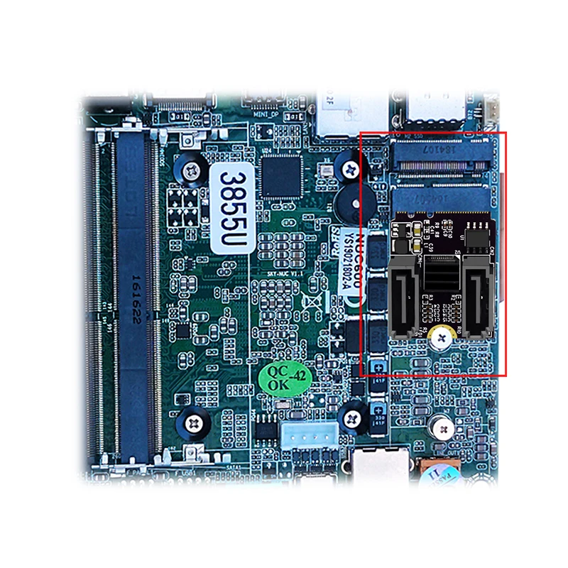 Adaptador WiFi M.2 A SATA, Llave A + E A 2 puertos, tarjeta de expansión SATA3.0, elevador SATA3, 6Gb, M2, 2230, ancho de banda PCIE3.0 para SATA SSD HDD