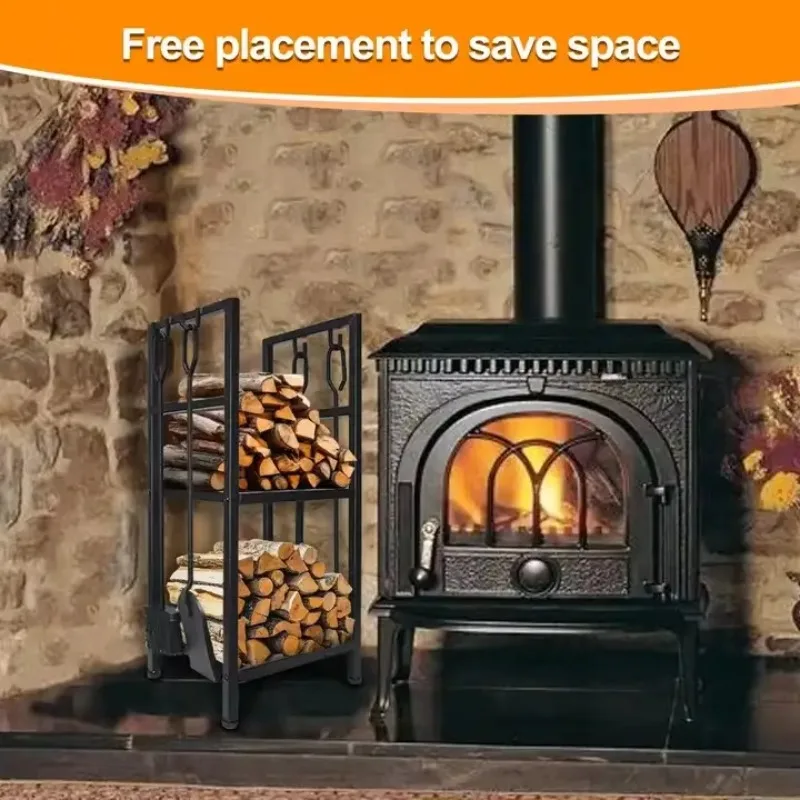 Деревянный стелаж для бревен, вертикальный деревянный стеллаж для хранения, металлическое порошковое покрытие для внутреннего и наружного использования, приемлемы 60x30x100 см в помещении.