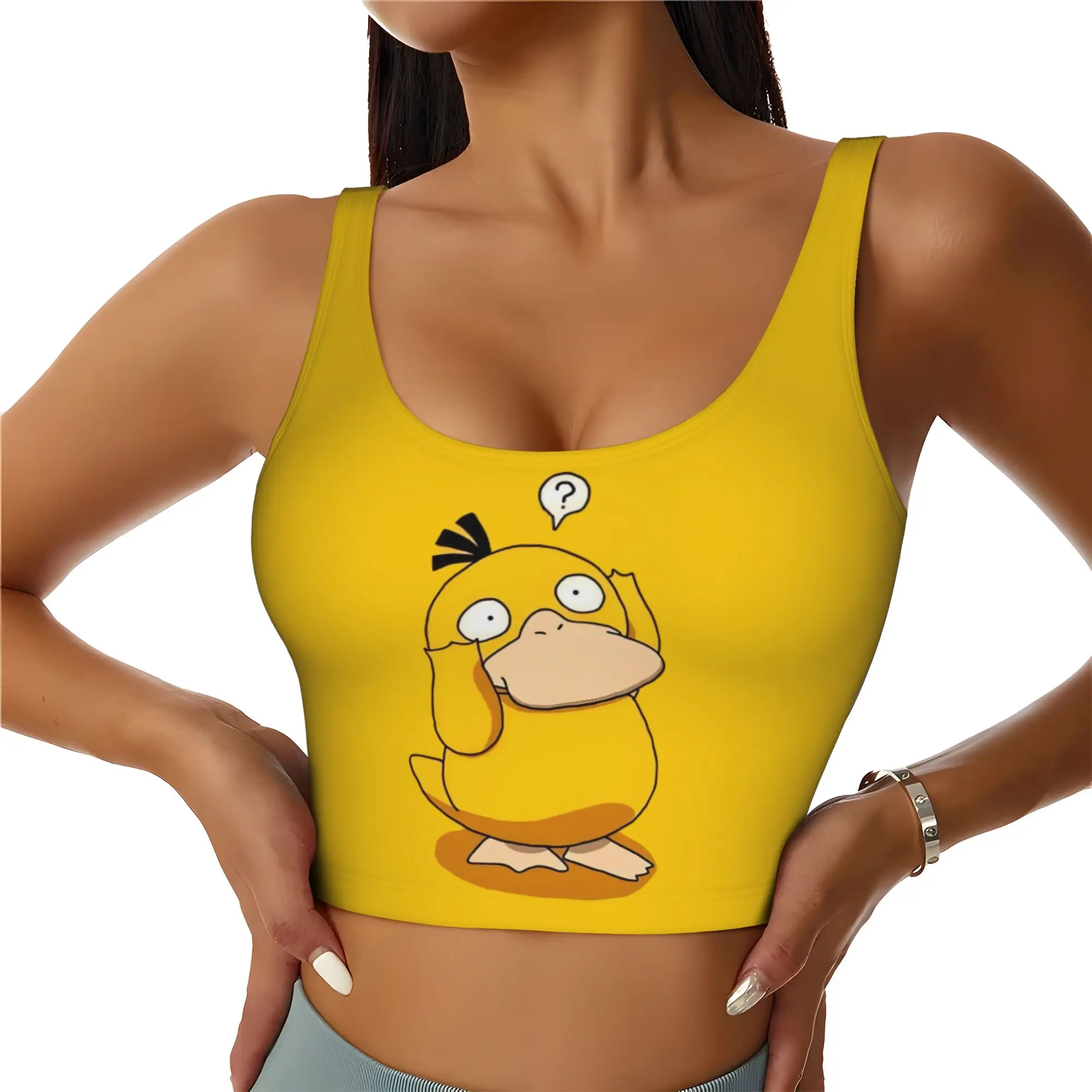Custom High Impact P-Psyducks Sports Bra Women's Animated Film Gym Workout Yoga Crop Top