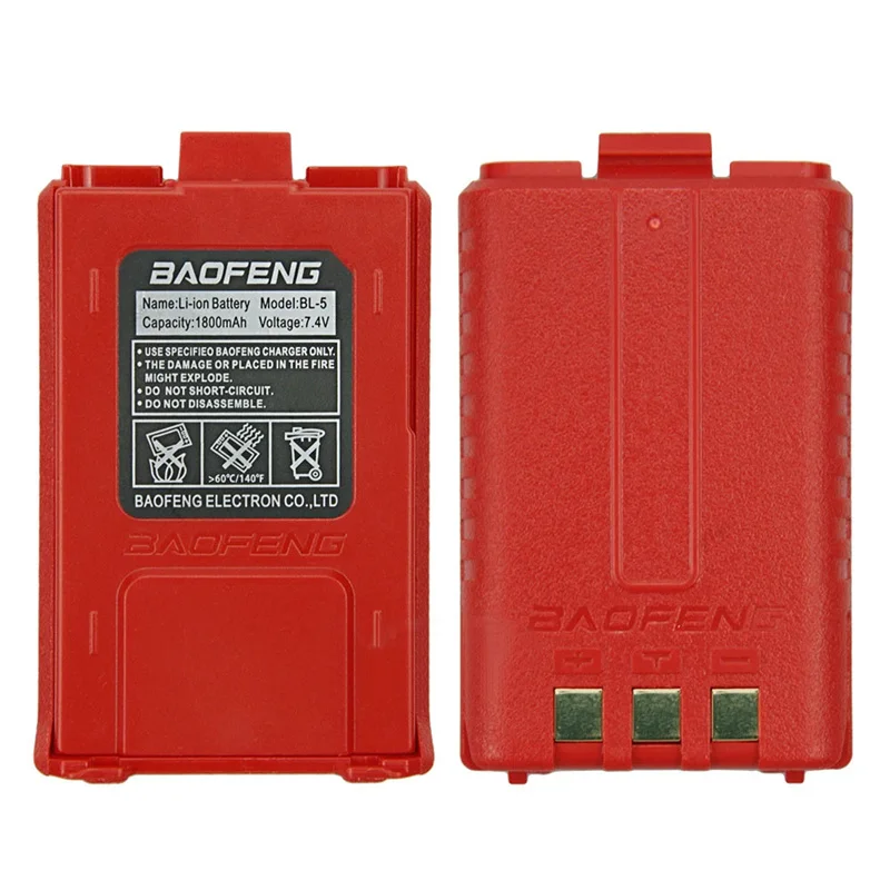 2pcs Rouge NOUVEAU BAOFENG BL-5 1800mAh 7.4V Eddie Ion Batterie pour Radio Walperforé Talkie UV-5RE + Plus BF-F8 + HP Radio