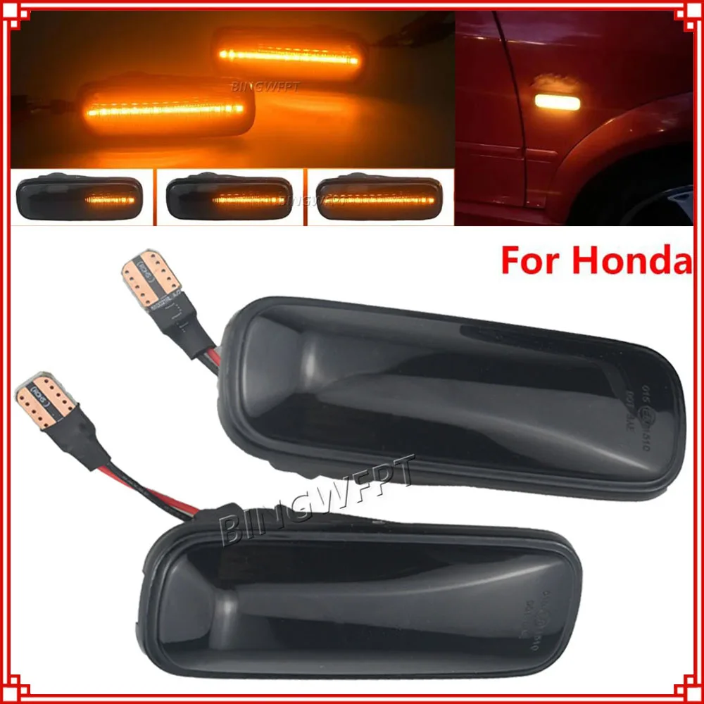 

2Pcs Dynamic LED Side Marker Lights Turn Signal Indicator Car Accessories For Honda Civic EK 2/3/4dr Ballade CRV Prelude 1995-99