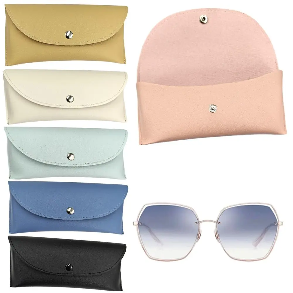 

Glasses Pouch PU Glasses Box Portable Handheld Myopia Glasses Case Snap Closing Soft Glasses Sunglasses Bag Men Women