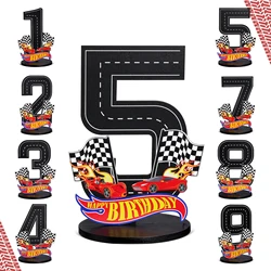 7Pcs Birthday Candles Set,Cake Numeral Candles,Racing Cars Themed Birthday Candles for Cake Candle Checkered Decoration