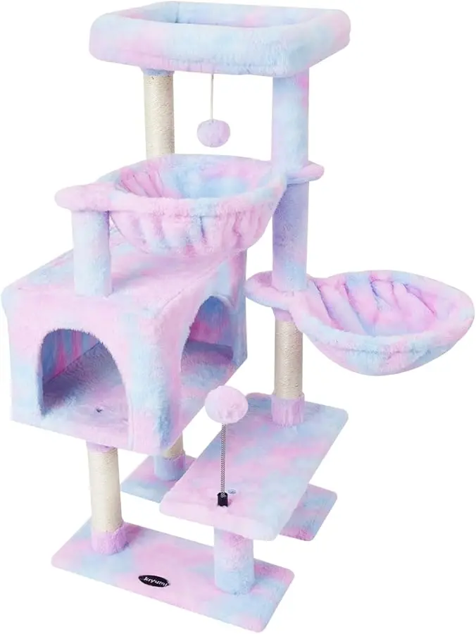 

KIYUMI Cat Tree Tower Condo with Sisal Scratching Post for Indoor Cats Tree Furniture with Hammock Perch and Kitten
