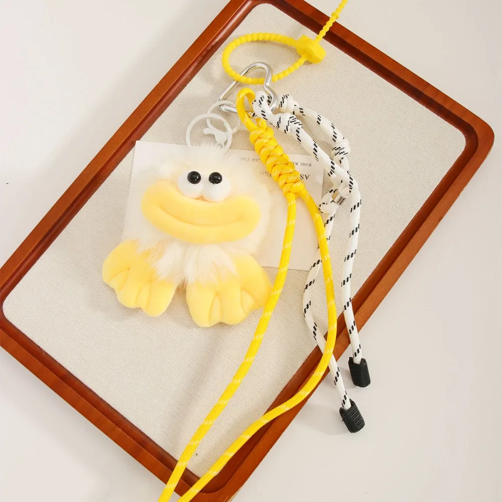 

PP Cotton Plush Sausage Mouth Doll Keychain Fluffy Collection Stuffed Briquettes Doll Keyring Cartoon Braided Rope