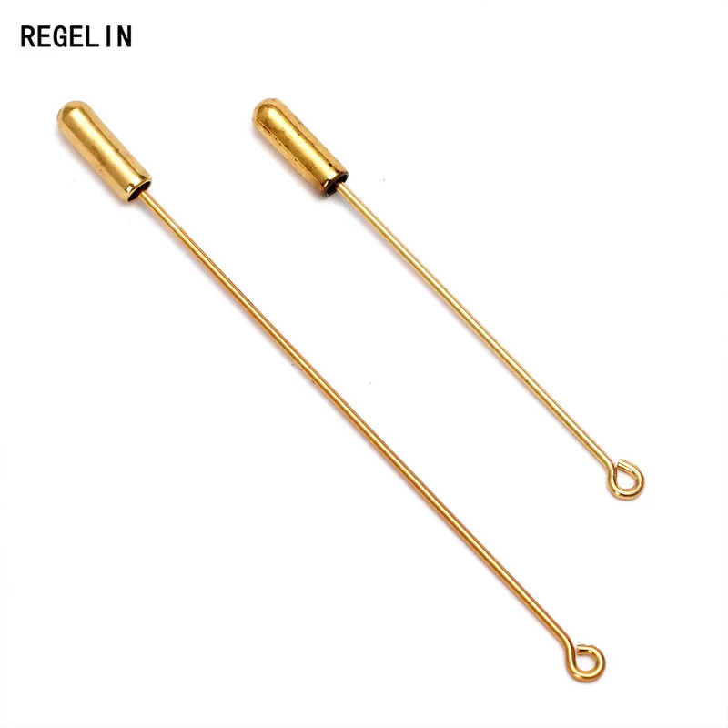 REGELIN Gold Silver Color Brooche Base Jewelry Findings 50 70mm Length Broocher Pins 20pcs/lot For DIY Women Men Brooches Pins