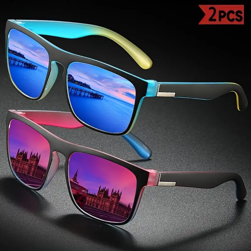 قطعتان، مخطط ألوان مستوحى من الدوبامين، مجموعة نظارات طازجة ولطيفة، مناسبة للنساء للارتداء والإكسسوارات، والرجال للقيادة