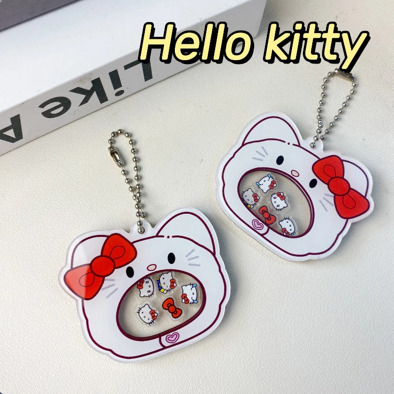 Cute Child Gift DIY Decoration Hello Kitty Pendant Sanrio Anime Big Mouth Kit Keychain Mini Kawaii Girl Shake Music Keyring