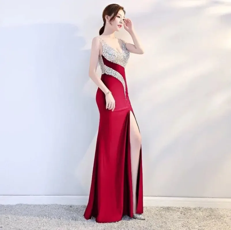 

New Summer Fashion Evening Dress Women's Banquet Party Sexy Nightclub Perspective Leakage Back Slim Dress Long Dress