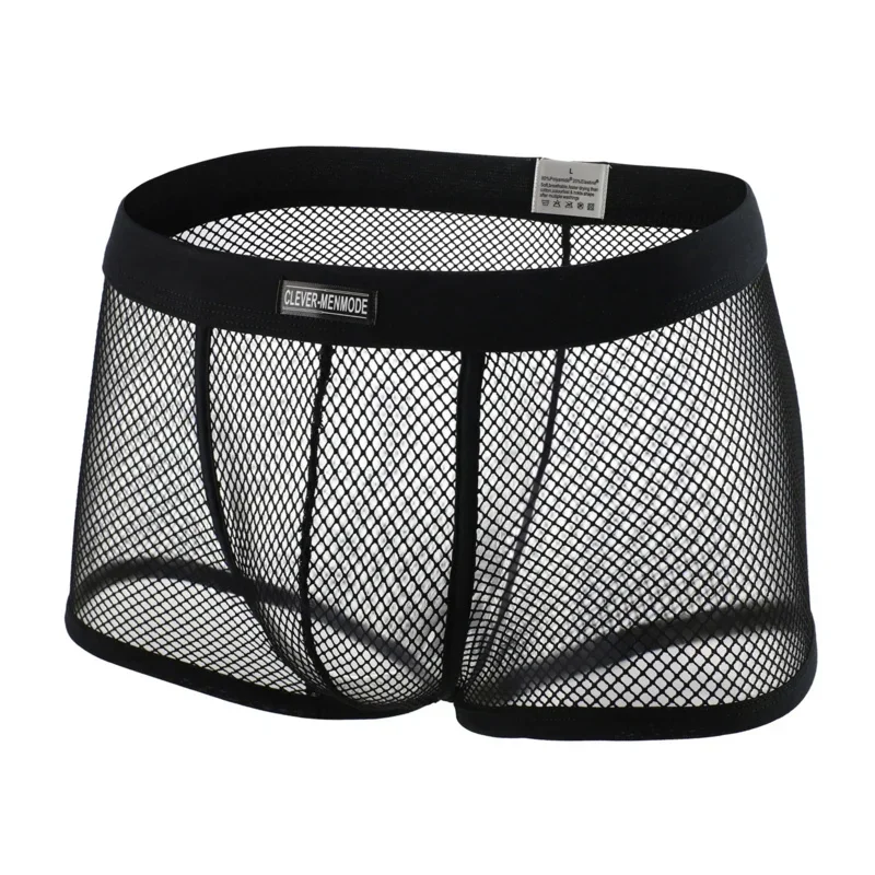 

Sexy Low Waist Mesh Boxers Transparent See Through Boxer Shorts for Men Breathable Nightwear Lingerie
