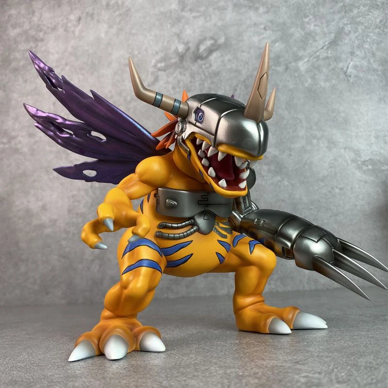 Figura de acción de Metal Greymon de 18cm, figuras de monstruos digitales de Anime Gk, modelo mundial Digital, colección de adornos, regalos, juguetes para niños