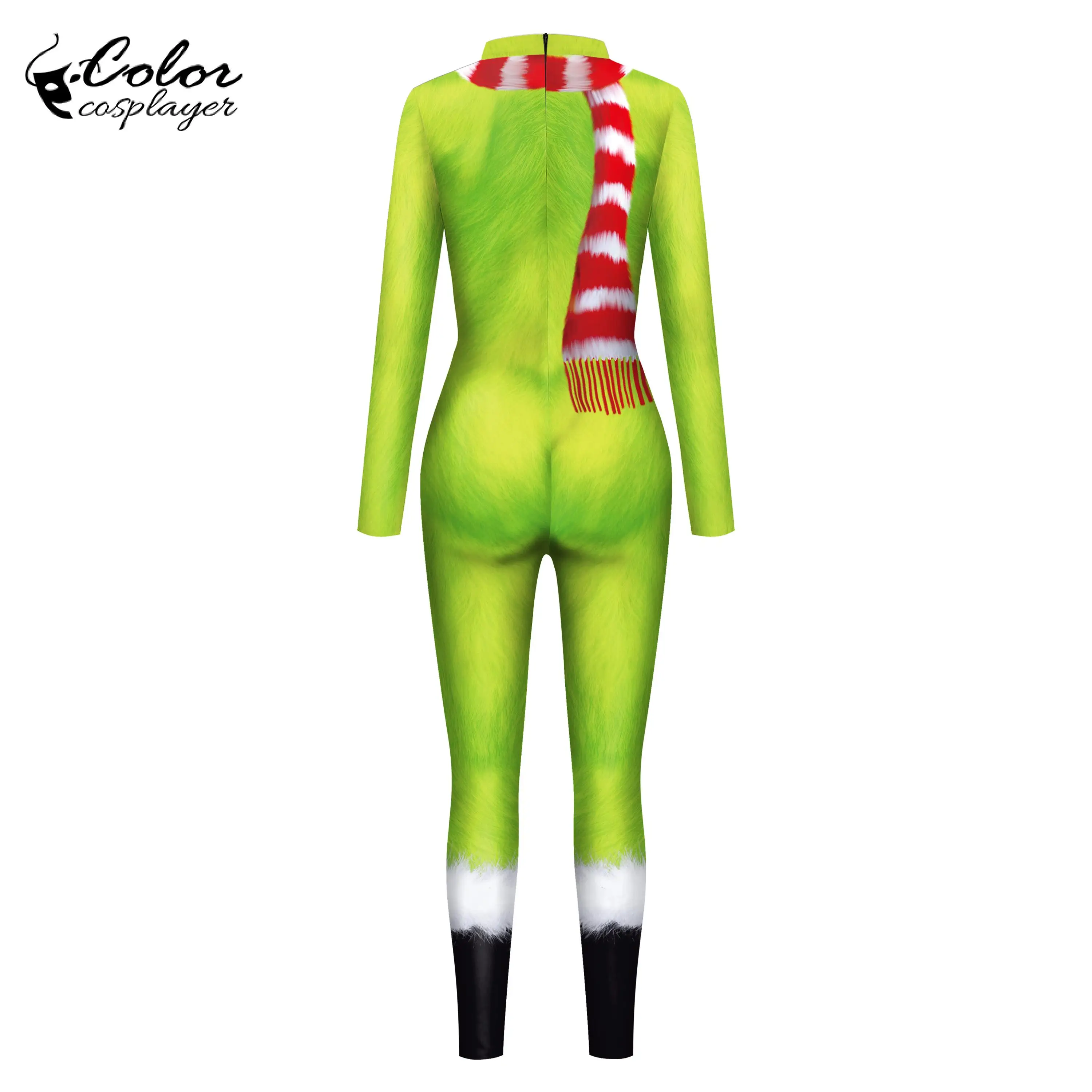 Color Cosplayer Green Christmas Jumpsuit Anime Bodysuit Moive Cartoon Cosplay Costume Adult Catsuit 3D Printing Party Clothing