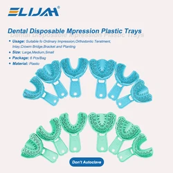 Denspay 6Pcs/Set Dental Impression Plastic Tray S/M/L Dental Implant Tray Full Mouth Removable Partial Mold Tray Easy To Fold