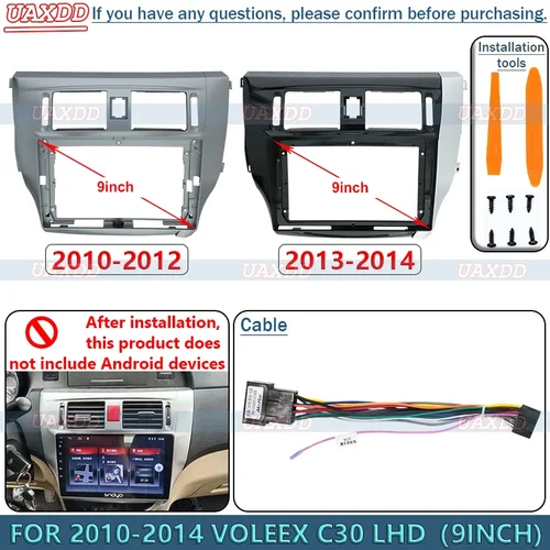 Para 2010-2014 VOLEEX C30 LHD 9 pulgadas Radio Android marco estéreo Panel Fascia tablero Audio pantalla vídeo Cable arnés navegación