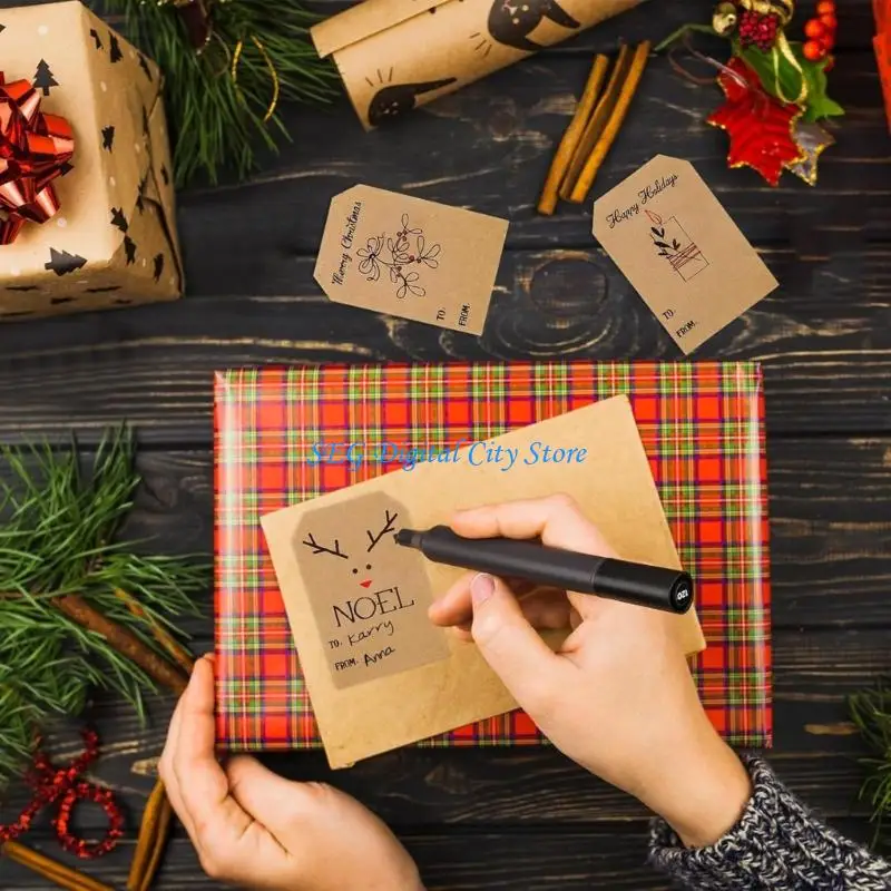 

U75B 200Pcs Christmas Decorative Sticker 5x7.5cm Adhesive Wrapping Label for Packages