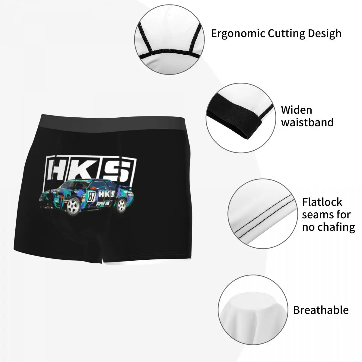 Boxer Underpants Shorts HKS R32 GT-R Panties Male Soft Underwear for Homme Man Boyfriend Gifts