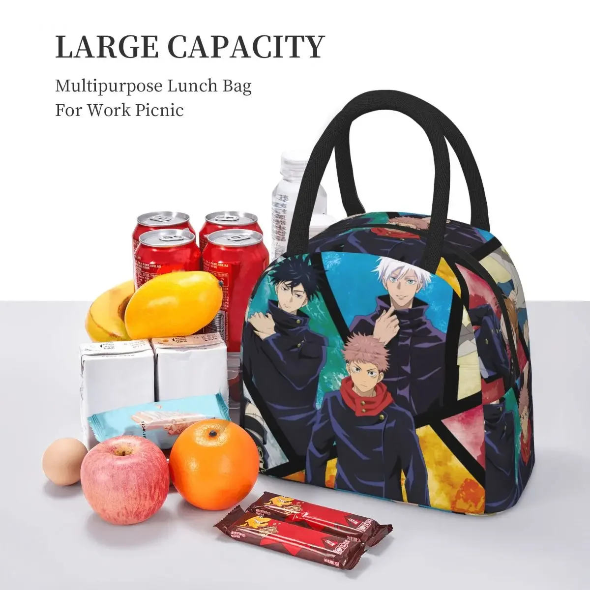 Megumi Besto Friendo Jujutsu Kaisen Sukuna Anime Insulated Lunch Bag for Kids School Cooler Thermal Lunch Boxes Container