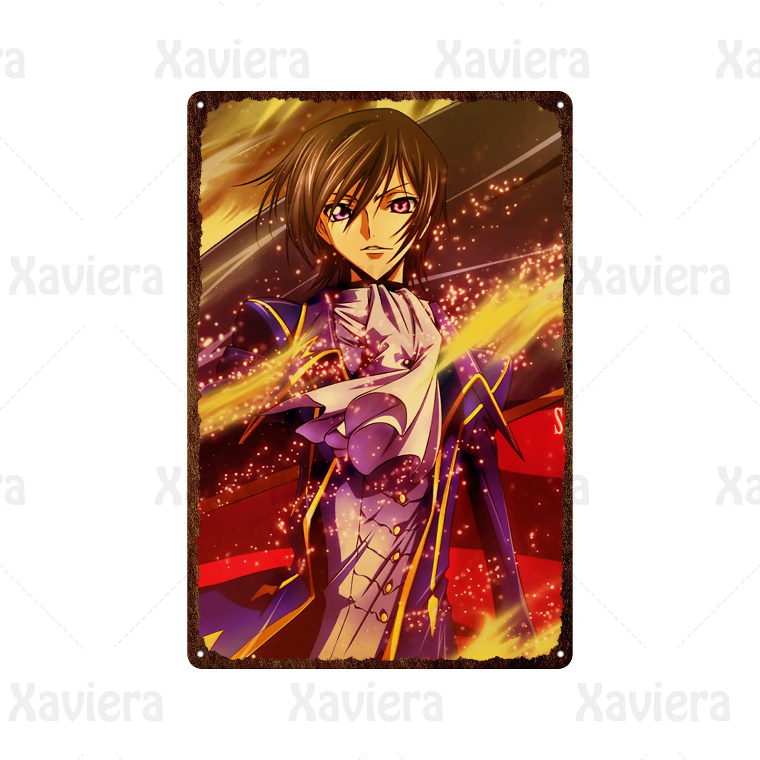 Retro Code Geass Lelouch of The Rebellion Metal Tin Sign Vintage Metal Plaque Iron Plate Wall Decor Man Cave Club Kids Room