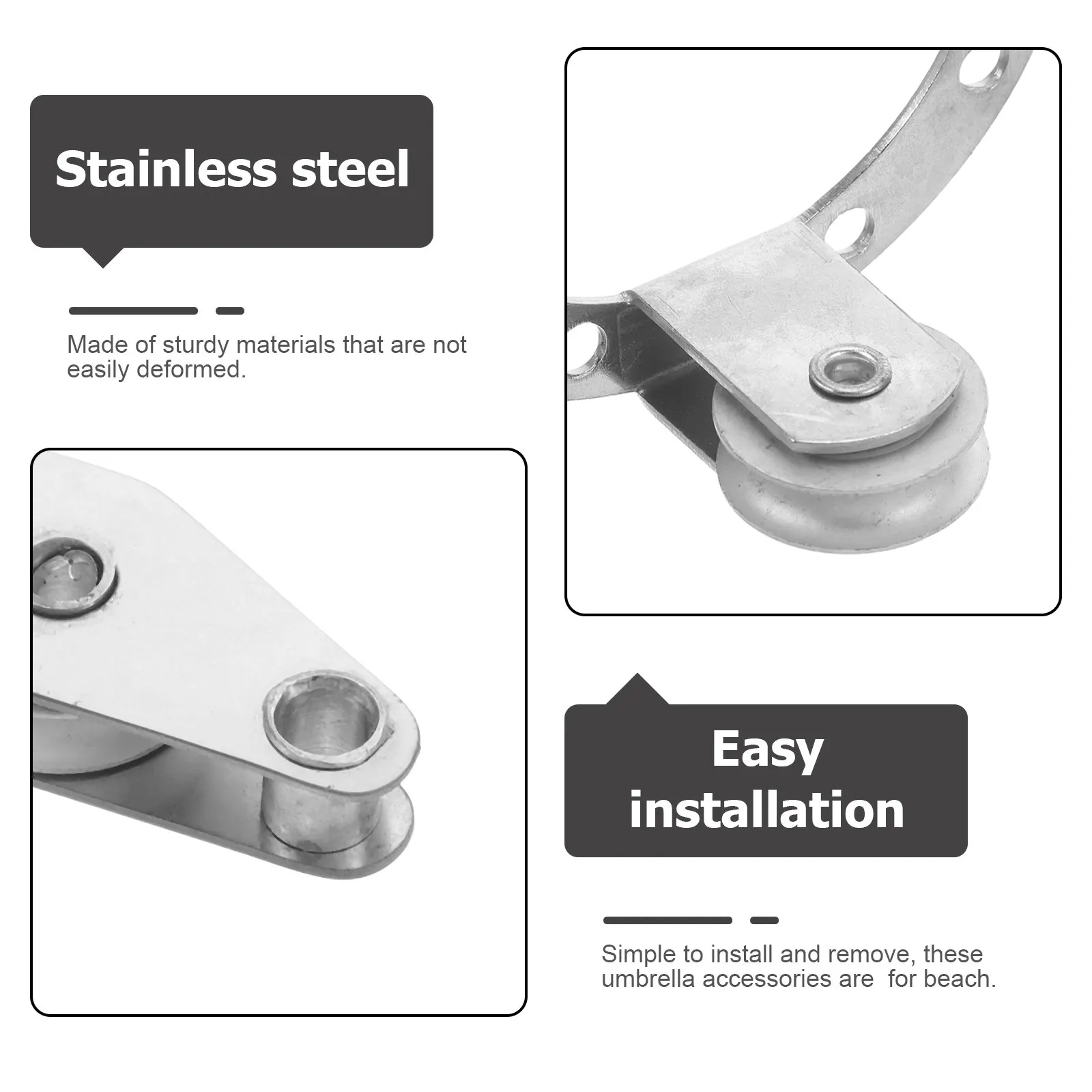 4Pcs Stainless Steel Pulley Heavy Duty Outdoor Patio Umbrella Replacement Parts Smooth Operation Parasol Pulley Wheel Outdoor