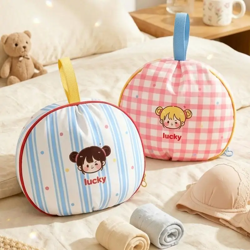 Cartoon Divided Grids Bra Organizer Portable Travel Lingerie Storage Pouch Bag for Women Underwear Socks Short Trip Use