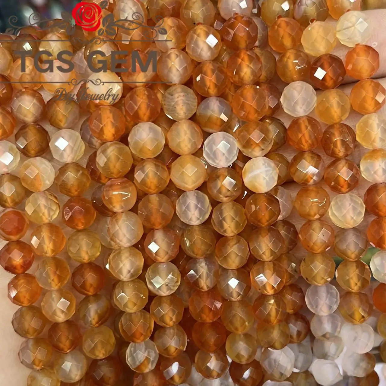 

factory wholesale Engraved hard cut round bead natural stoneAAA Light colored red agate pattern small cut scattered DIY jewelry