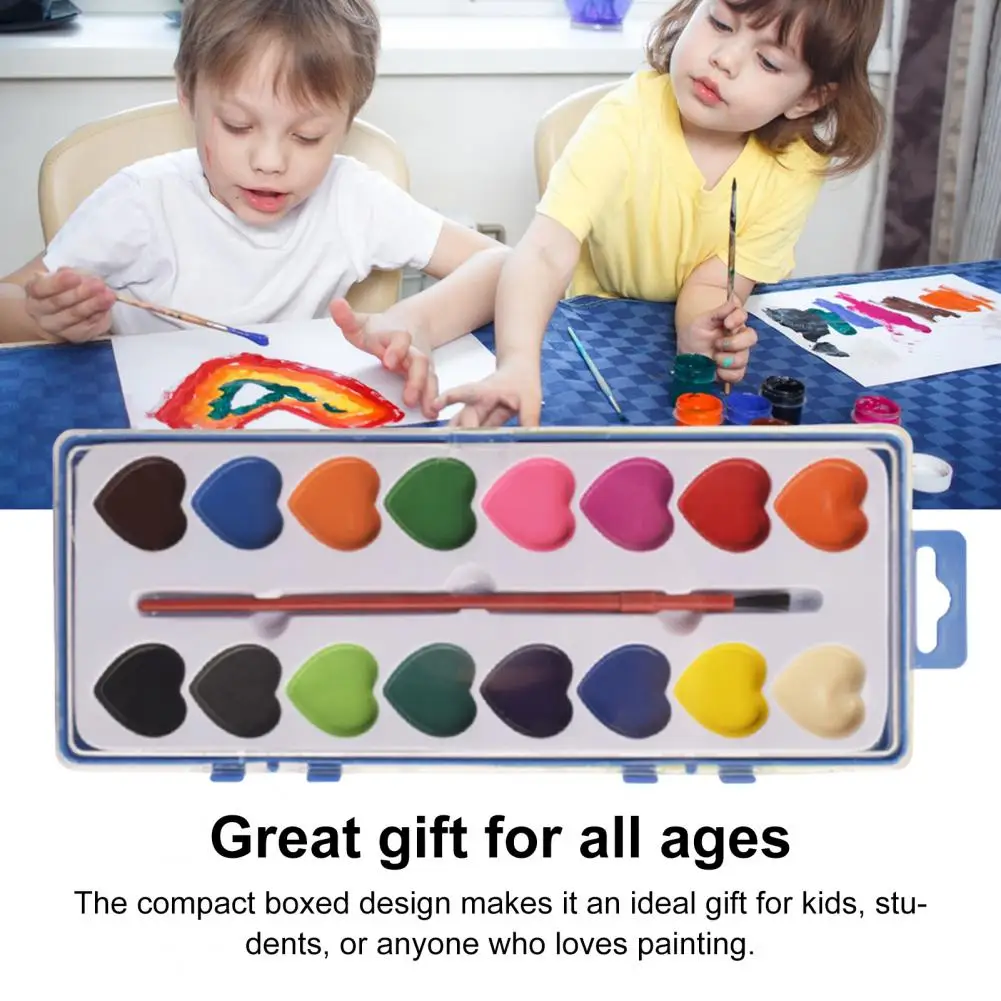مجموعة ألوان مائية سهلة الاستخدام أطقم ألوان مائية محمولة للأطفال 6/12 قطعة طلاء محاصر قابل للغسل لمرحلة ما قبل المدرسة للأطفال