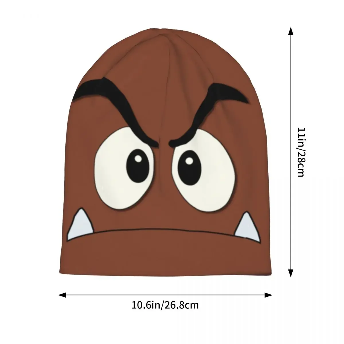 Cartoon Game Brown Goomba Face Unisex Brimless Urinal Hat  Knitted Hat for Men and Women Casual Creative