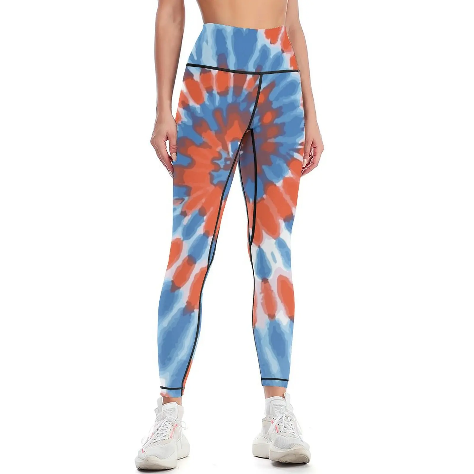 

Blue and Orange tie-dye Leggings Women's sports legging gym Sweatpants high waist Womens Leggings
